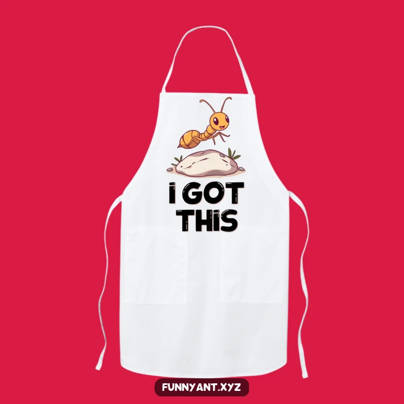 Funny Ant Leaping Pebble Apron: Cook in style, a perfect funny gift for chefs.