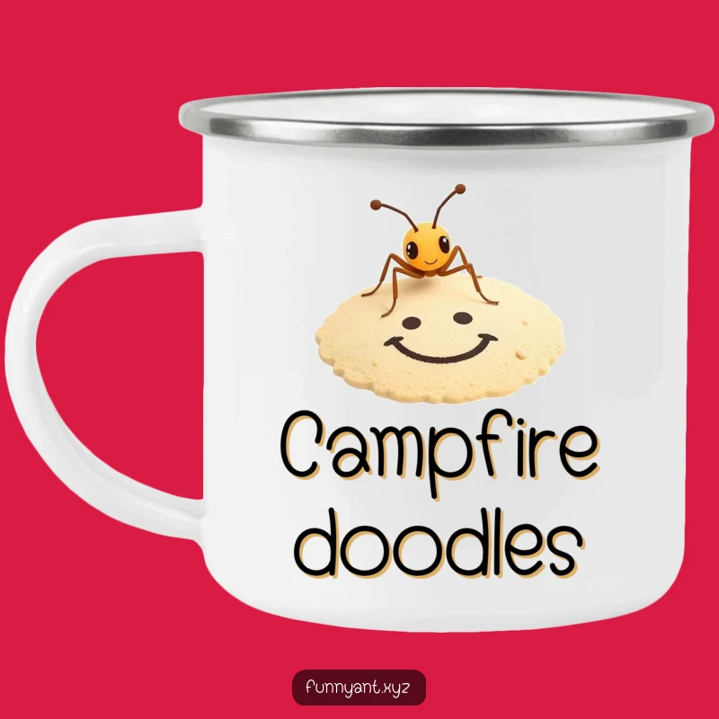 Funny Camp Mug: Ant Artist Sand Drawing, Humorous Outdoor Art