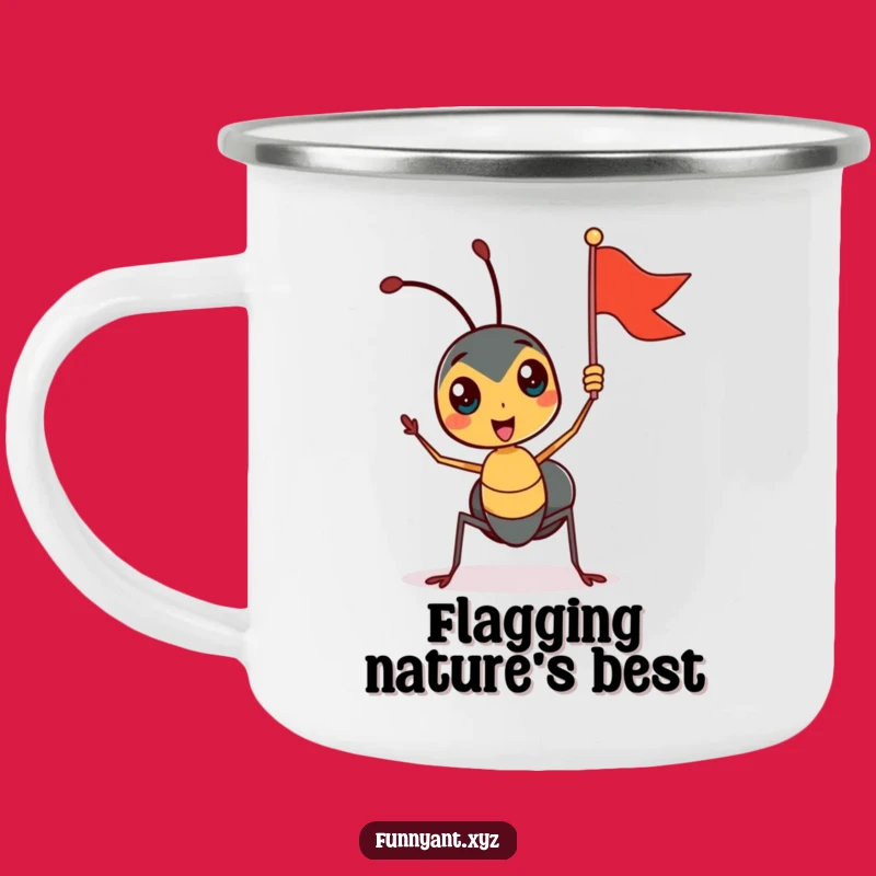 Funny Ant Flag Waving Camping Mug: Adventure Enthusiasm, Great Funny Gift