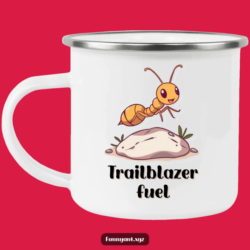 Funny Ant Leaping Pebble Camping Mug: Adventure fuel, a perfect funny gift for outdoors.