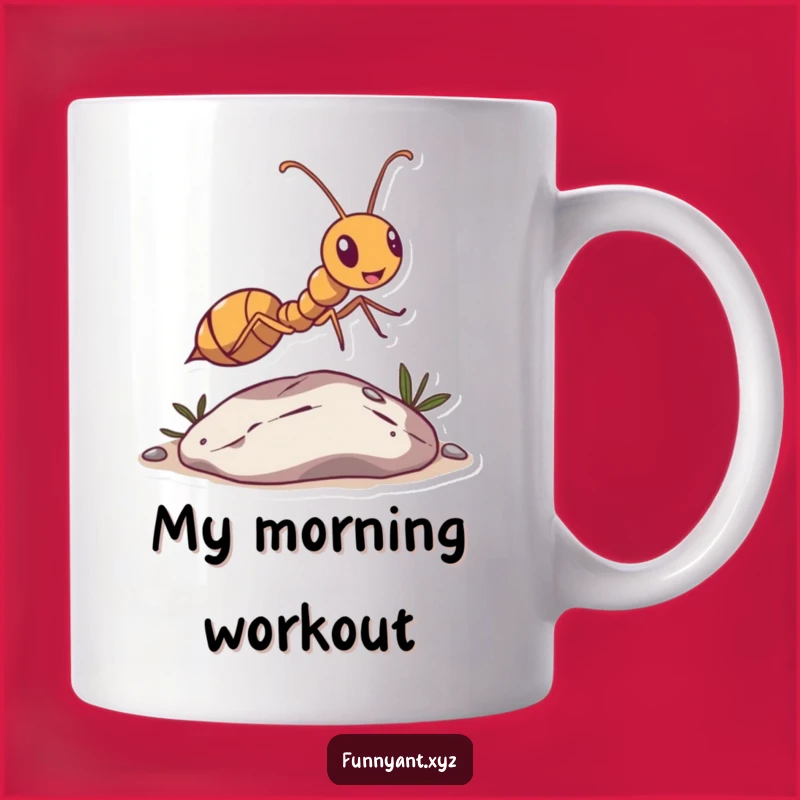 Funny Ant Leaping Pebble Mug: The perfect funny gift for overcoming tiny obstacles.