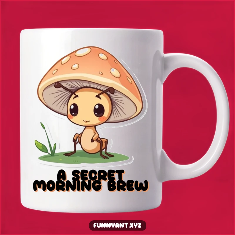 Funny Ant Mushroom Peek Mug: Curious Explorer, Perfect Funny Gift
