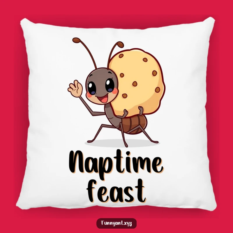 Funny Accent Pillow: Kawaii Ant Crumb Carrier, Cozy Humor