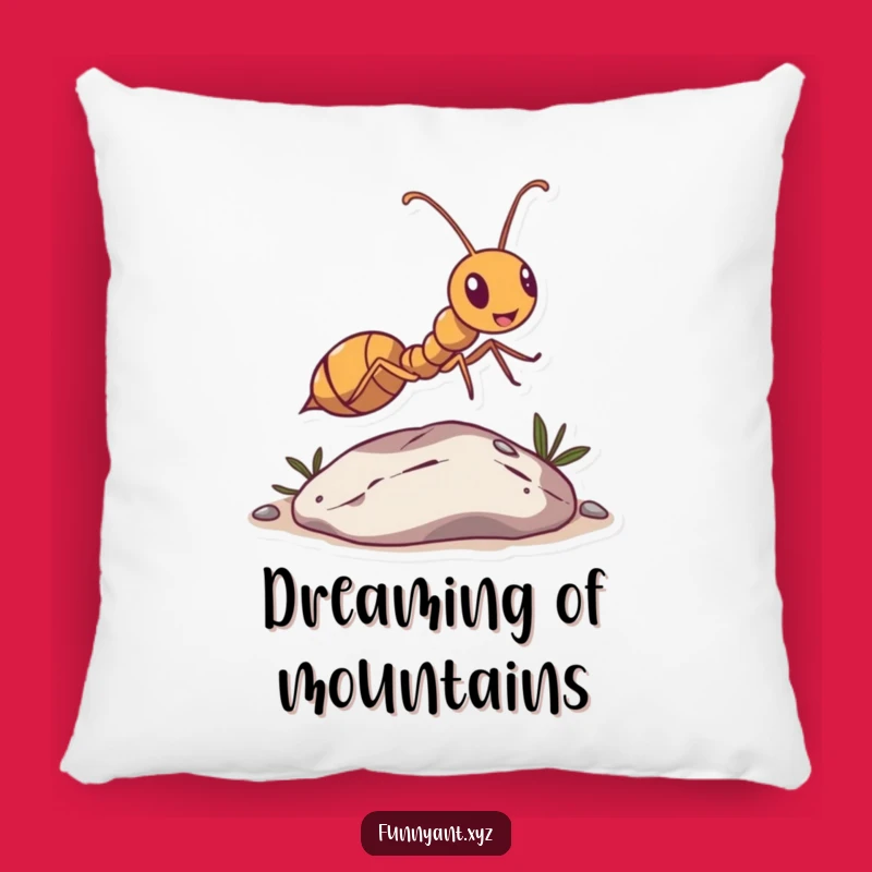 Funny Ant Leaping Pebble Pillow: Cute and cozy, a perfect funny gift for relaxation.