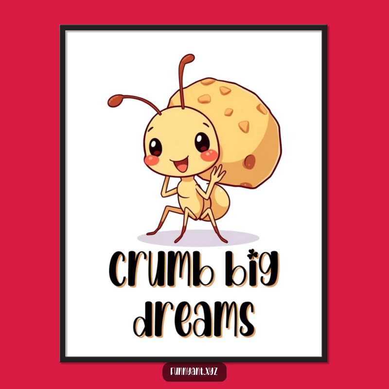 Funny Ant Big Crumb Digital Art: Instant Motivation, Perfect Printable Funny Gift