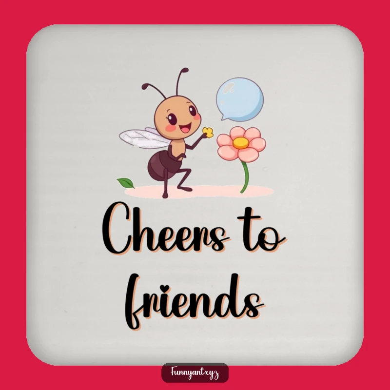 Funny Ant Offering Flower Coaster: Protect surfaces with sweetness, a funny gift.