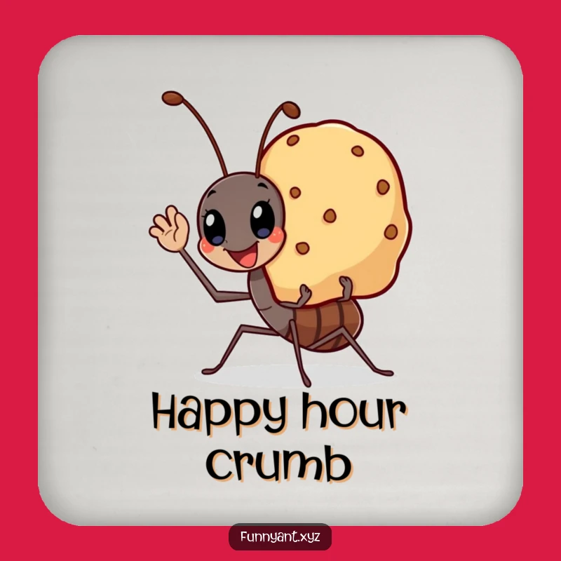 Funny Coaster Set: Kawaii Ant Crumb Carrier, Protect with Humor