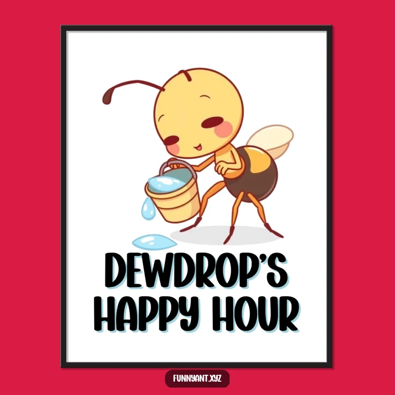 Funny Ant Dewdrop Poster: Playful Art, Ideal Funny Gift Decor