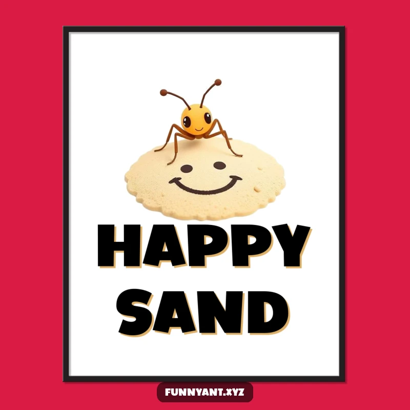 Funny Art Print: Ant Artist Sand Drawing, Whimsical Humor Decor