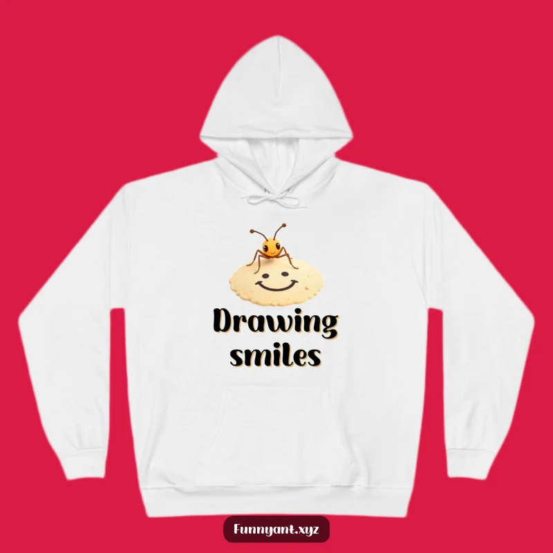 Funny Cozy Hoodie: Ant Artist Sand Drawing, Humorous Warmth