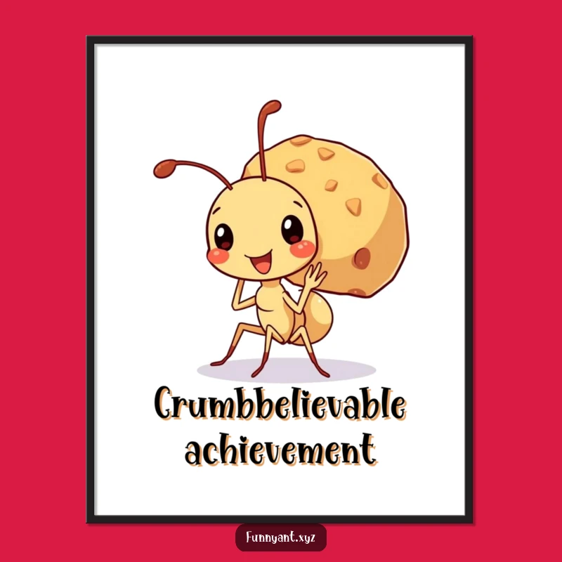 Free Printable Wall Art: Funny Ant With Crumb, Hilarious Downloadable Decor Gift!