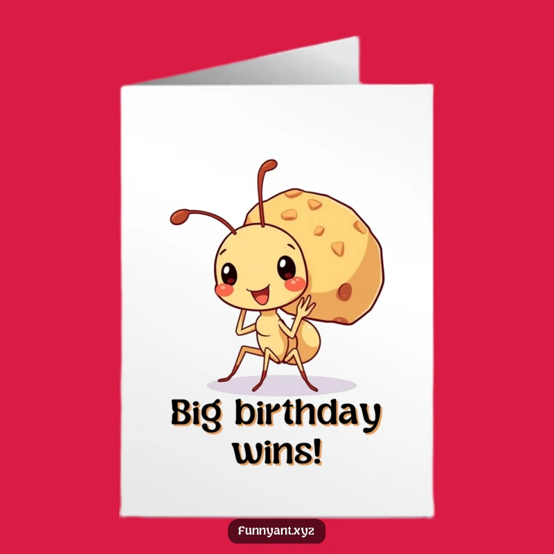 Free Printable Birthday Card: Funny Ant With Crumb, Perfect DIY Downloadable Gift!