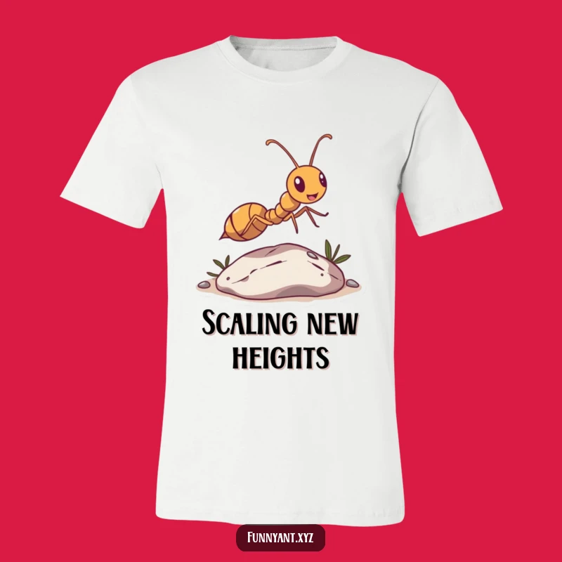 Funny Ant Leaping Pebble T-Shirt: Hilarious tee, a perfect funny gift for the determined.